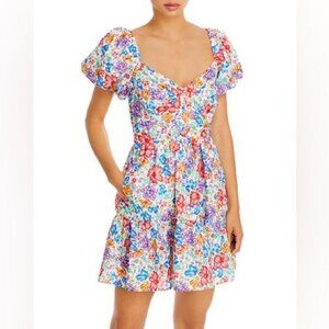 AQUA Floral Puff Sleeve Dress